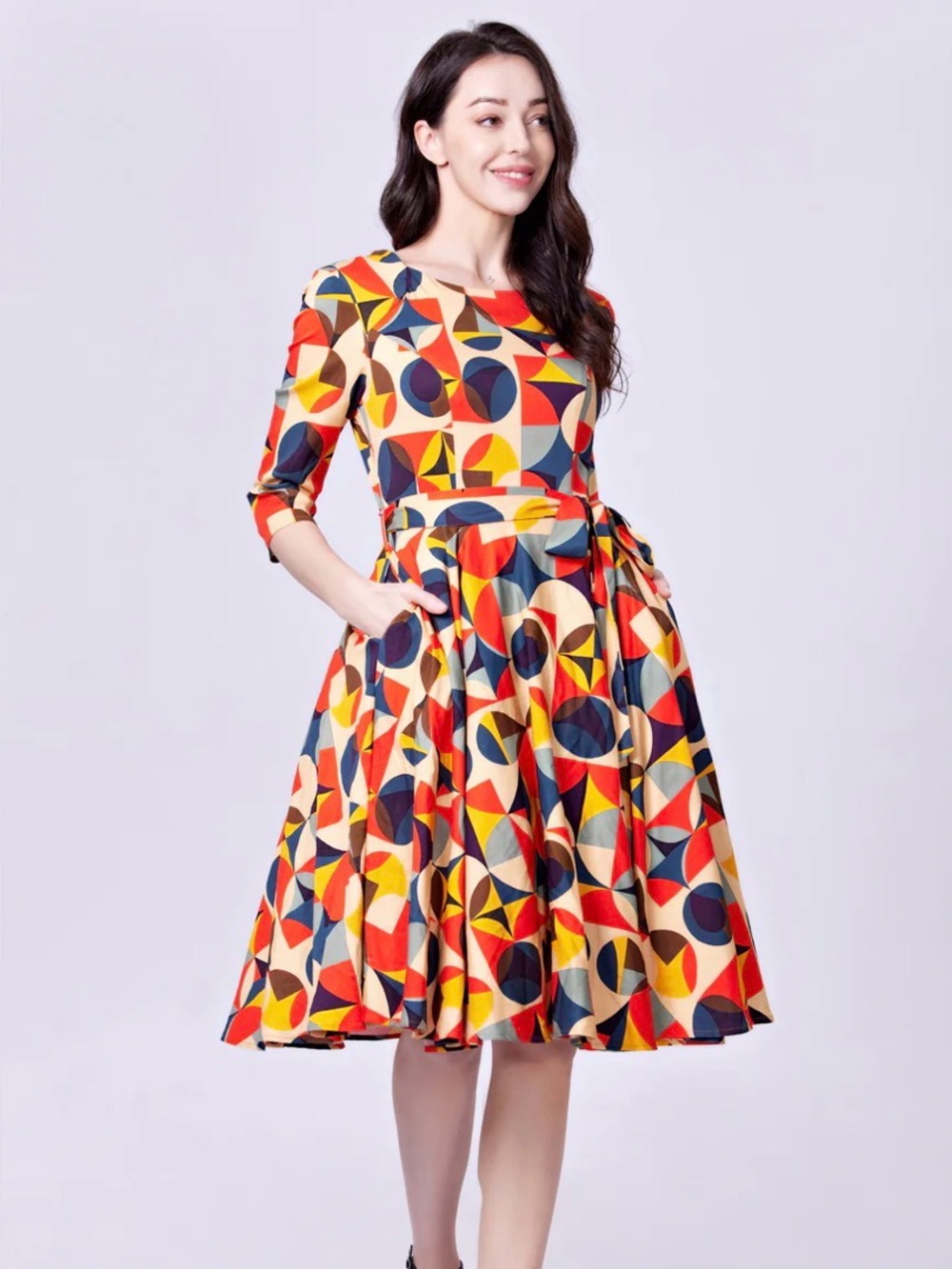 ✨ Miss Lulo Geometric Print Fit & Flare Dress | NWT | Size 1X | Pockets! ✨